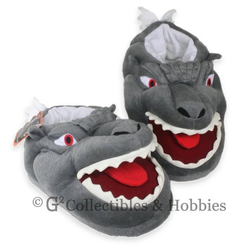 Godzilla Face Plush Glow in the Dark Slippers