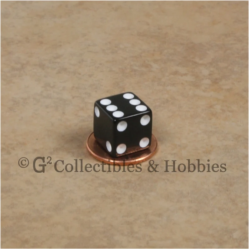 D6 12mm Opaque Black 20pc Dice & Bag Set