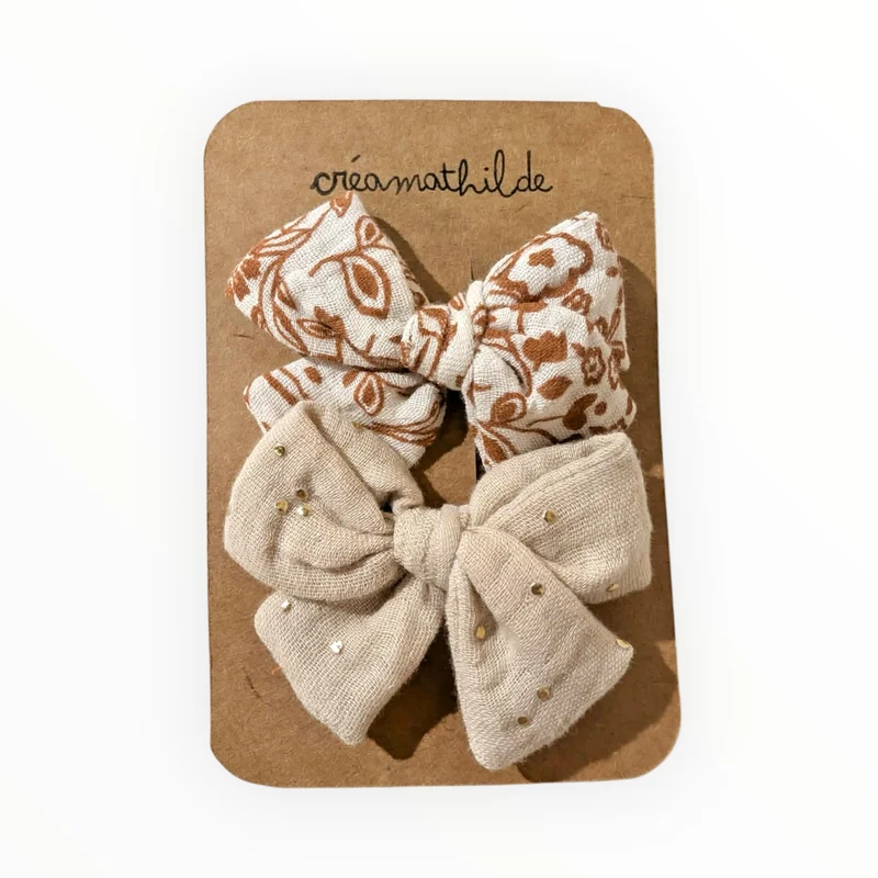Barrettes noeud | Fleurs & pois