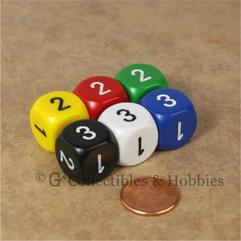D3 (6 Sided) RPG Dice Set 6pc - 6 Colors (Chessex)