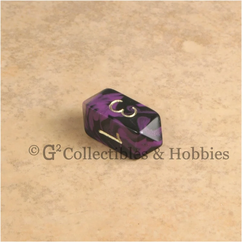 D4 Crystal Oblivion Purple Die with Gold Numbers