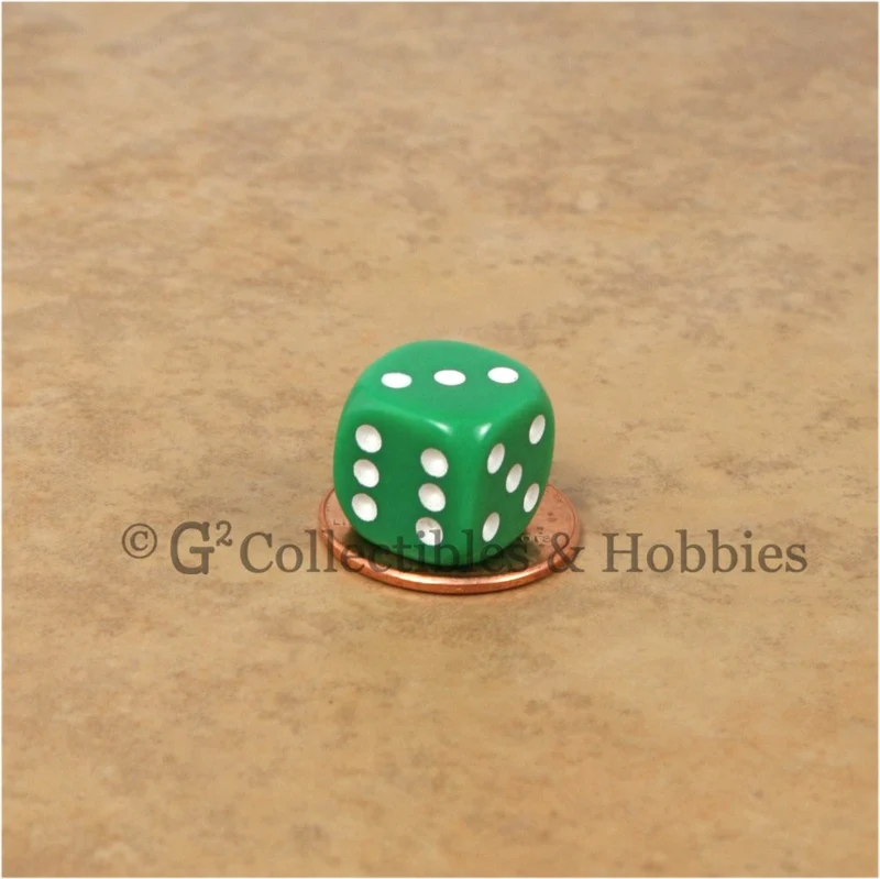D6 12mm Rounded Edge Green with White Pips 10pc Dice Set