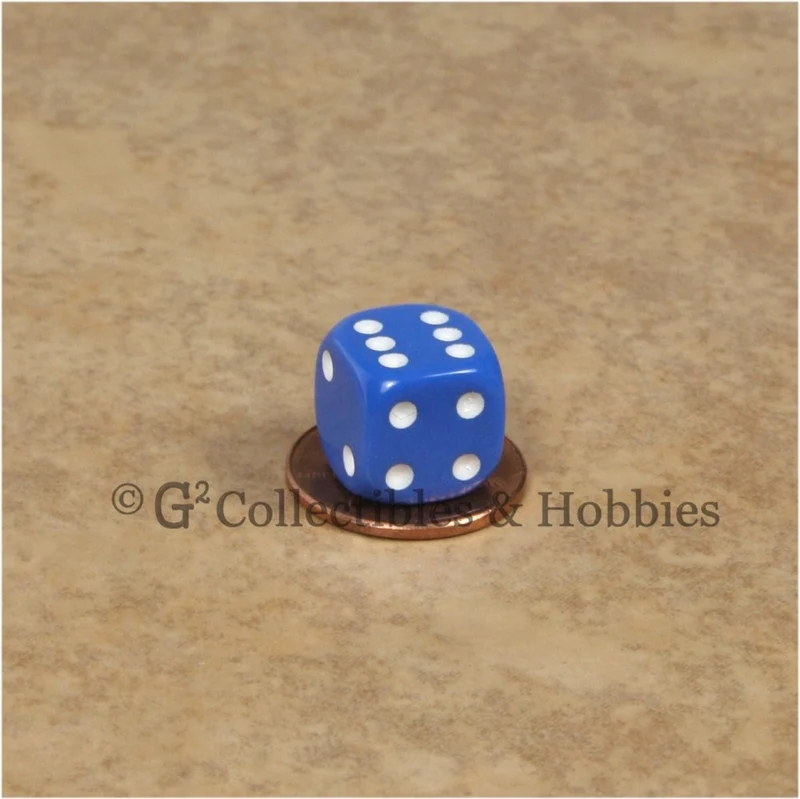 D6 12mm Rounded Edge Blue with White Pips 10pc Dice Set