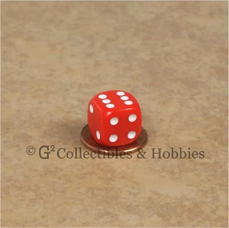 D6 12mm Rounded Edge Red with White Pips 10pc Dice Set