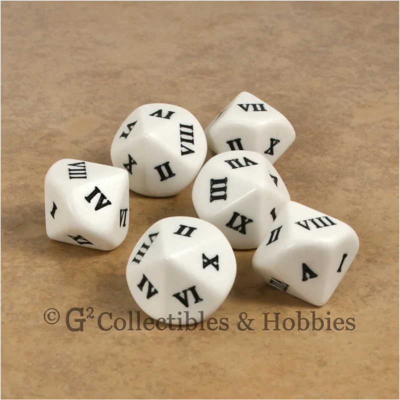 D10 Roman Numeral Large 20mm Dice Set - Set of 6