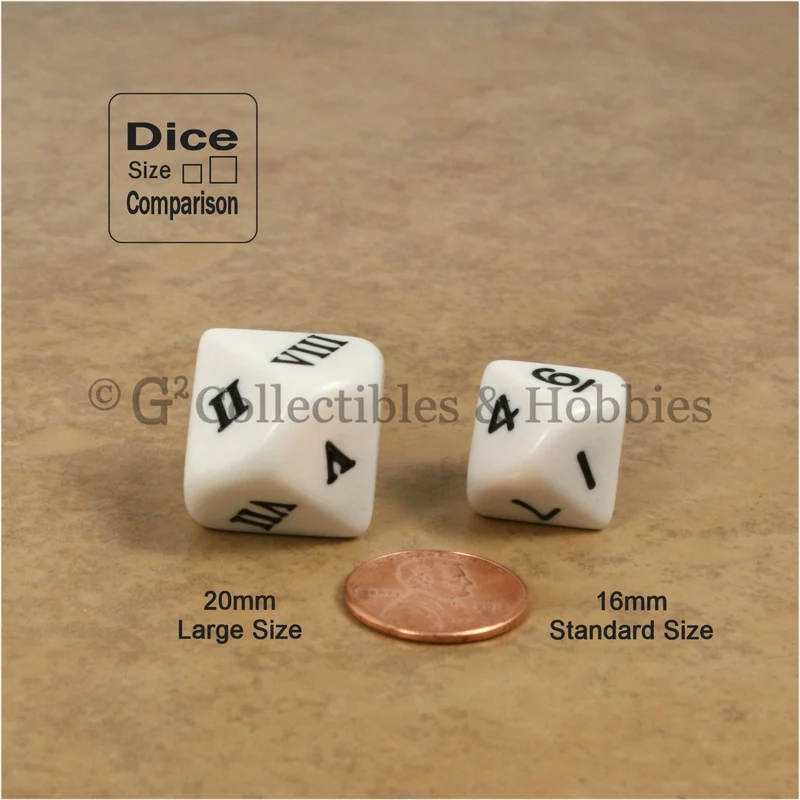 D10 Roman Numeral Large 20mm Dice Set - Set of 6