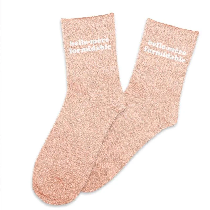 Chaussettes paillettes "Belle-mère formidable" / Taille unique : 36-42