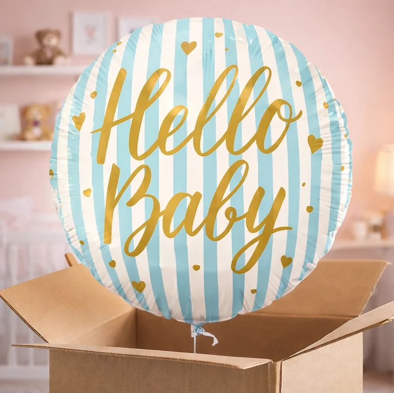 Ballon hélium "Bonjour bébé" - bleu
