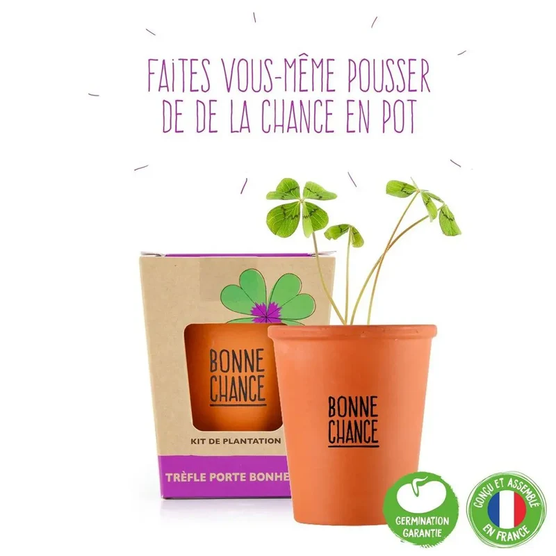 Kit de plantation trèfles à 4 feuilles - Bonne chance