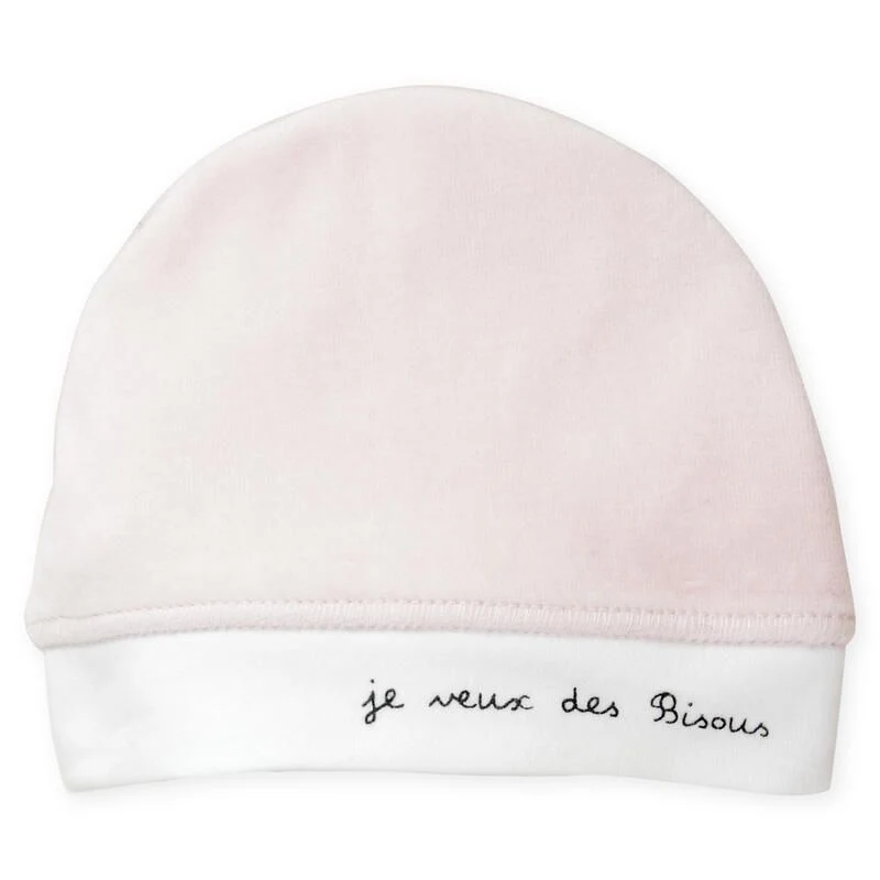 Bonnet de naissance "Je veux des bisous"