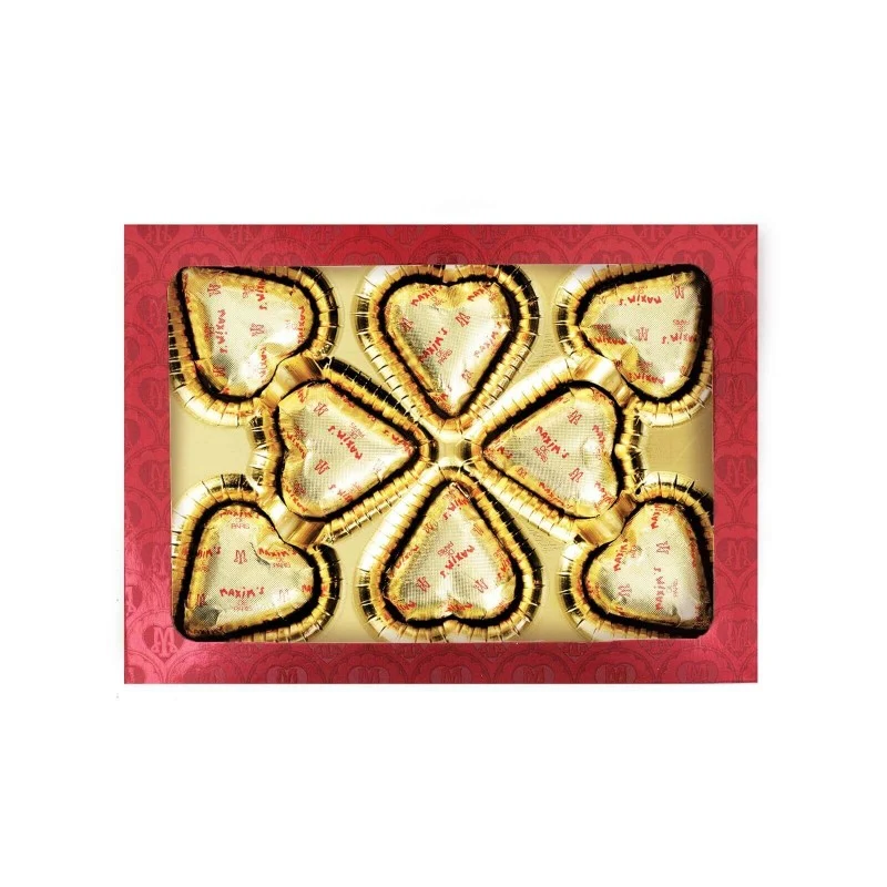 Boîte de 8 délicieux cœurs en chocolat praliné