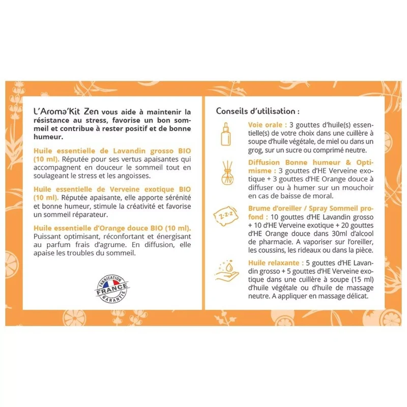 Kit d'huiles essentielles "zen" bio