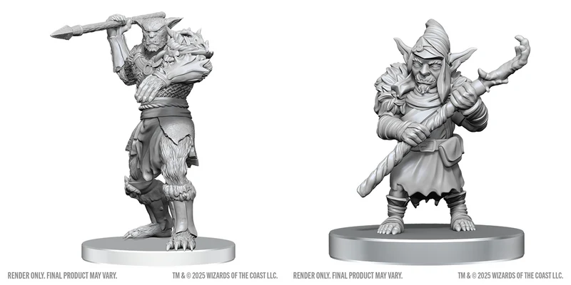 D&D MINIS : DND MINIATURES NON PEINTES WV28 BUGBEAR STALKER & GOBLIN HEXER