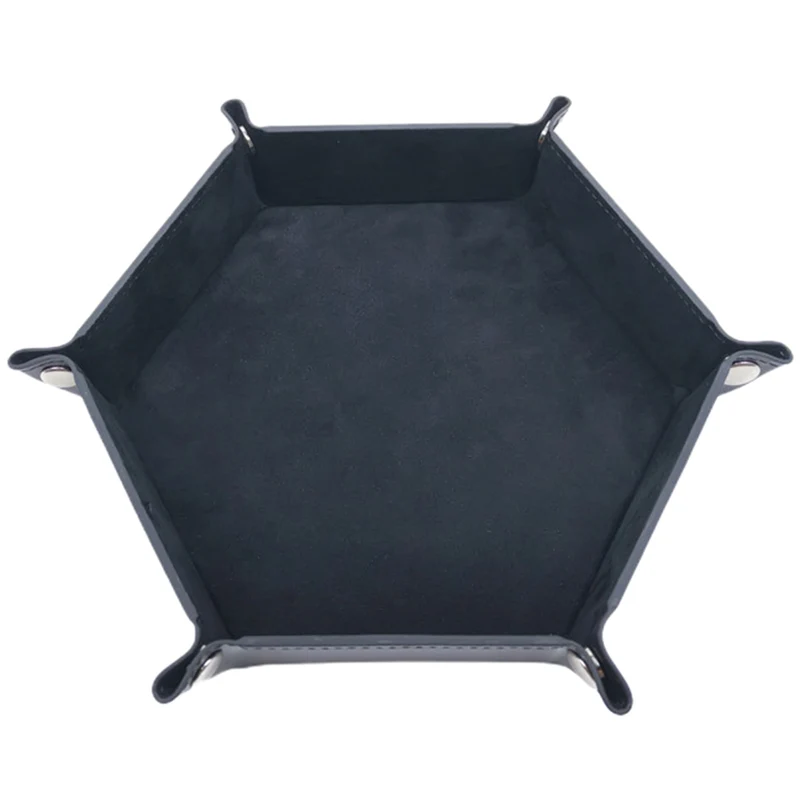 PLATEAU À DÉS PLIABLE EN VELOURS - HEXAGONE NOIR