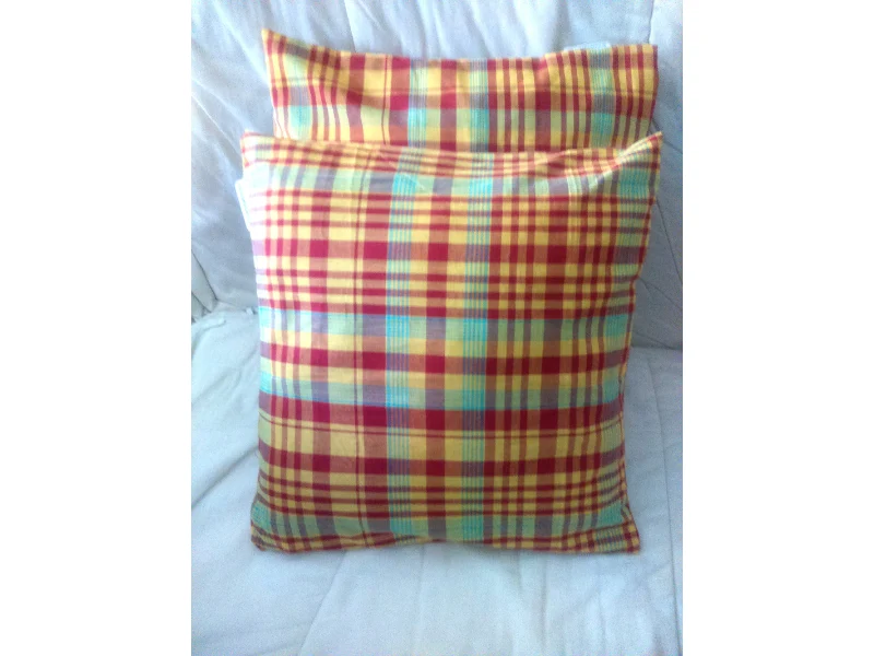 Lot de 2 housses de coussin Madras coton 100%