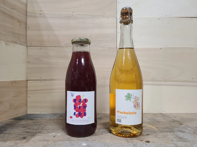 Coffret Raisin dans son jus - Bouteille de jus de raisin et jus de raisin pétillant bio