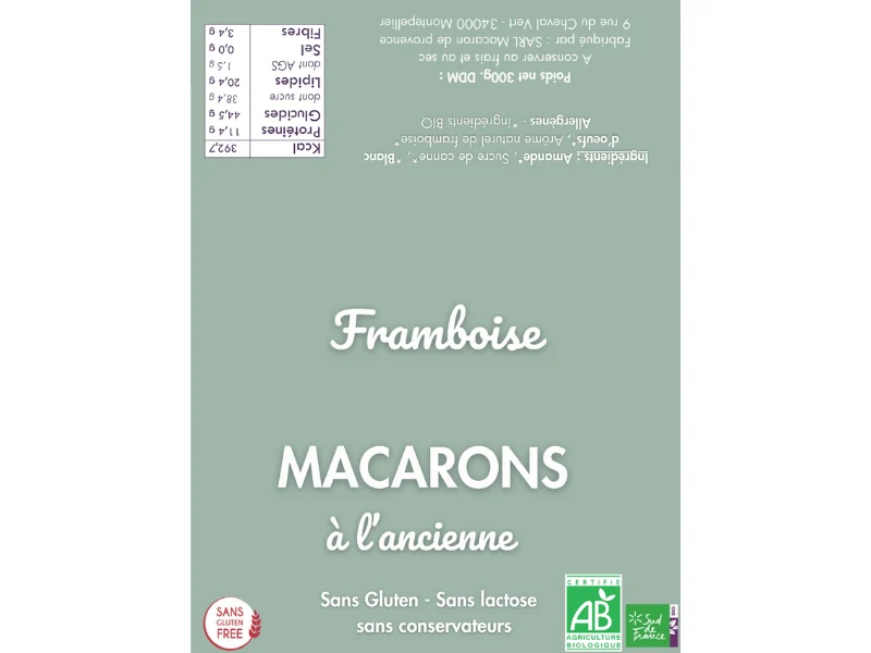 Macarons Bio 300G Parfum framboise