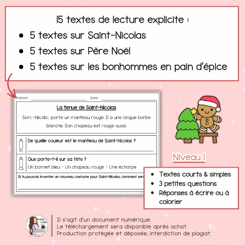 Lecture niveau 1 sur les fêtes de fin d'année