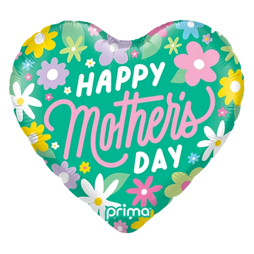 Ballon coeur "Happy mother's day" - floral