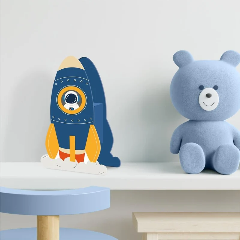 Tirelire bois en forme fusée pour enfant