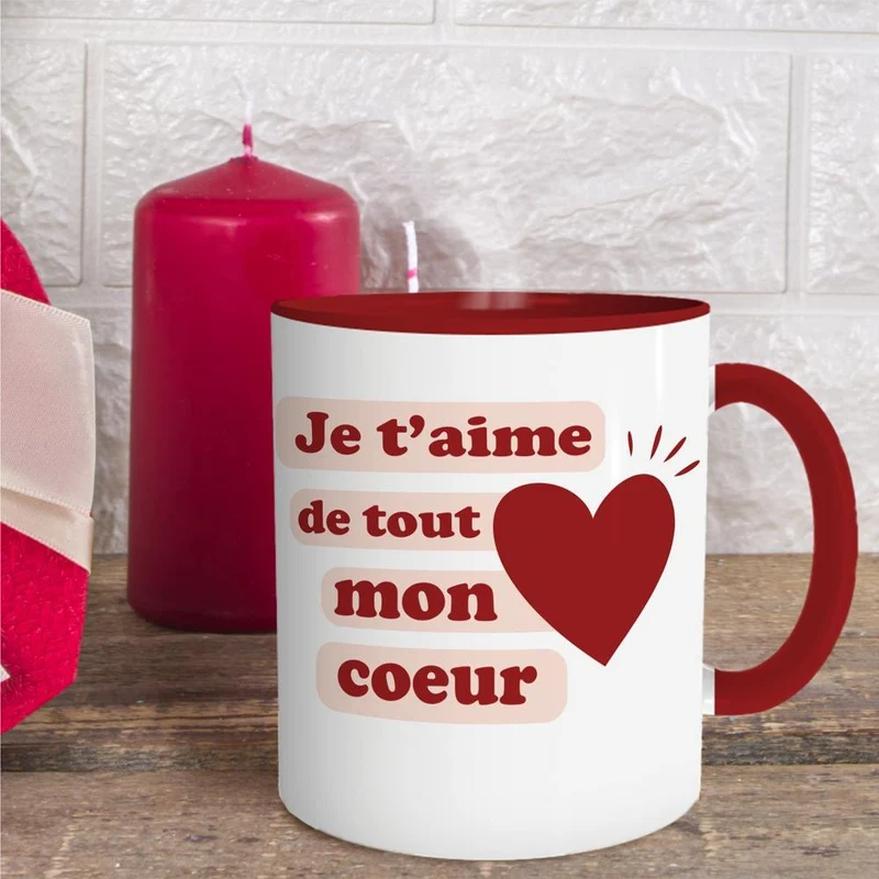 Mug "Je t'aime de tout mon coeur"