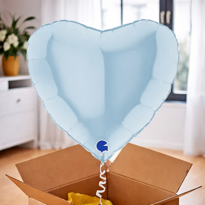 Ballon hélium coeur bleu pastel