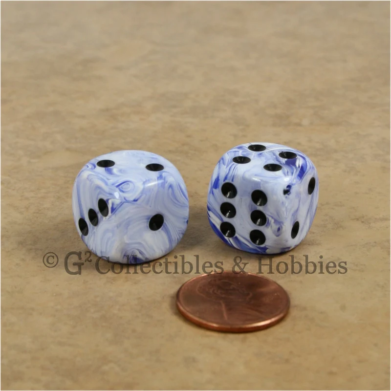 D6 16mm Deluxe Swirl Blue 6pc Dice Set