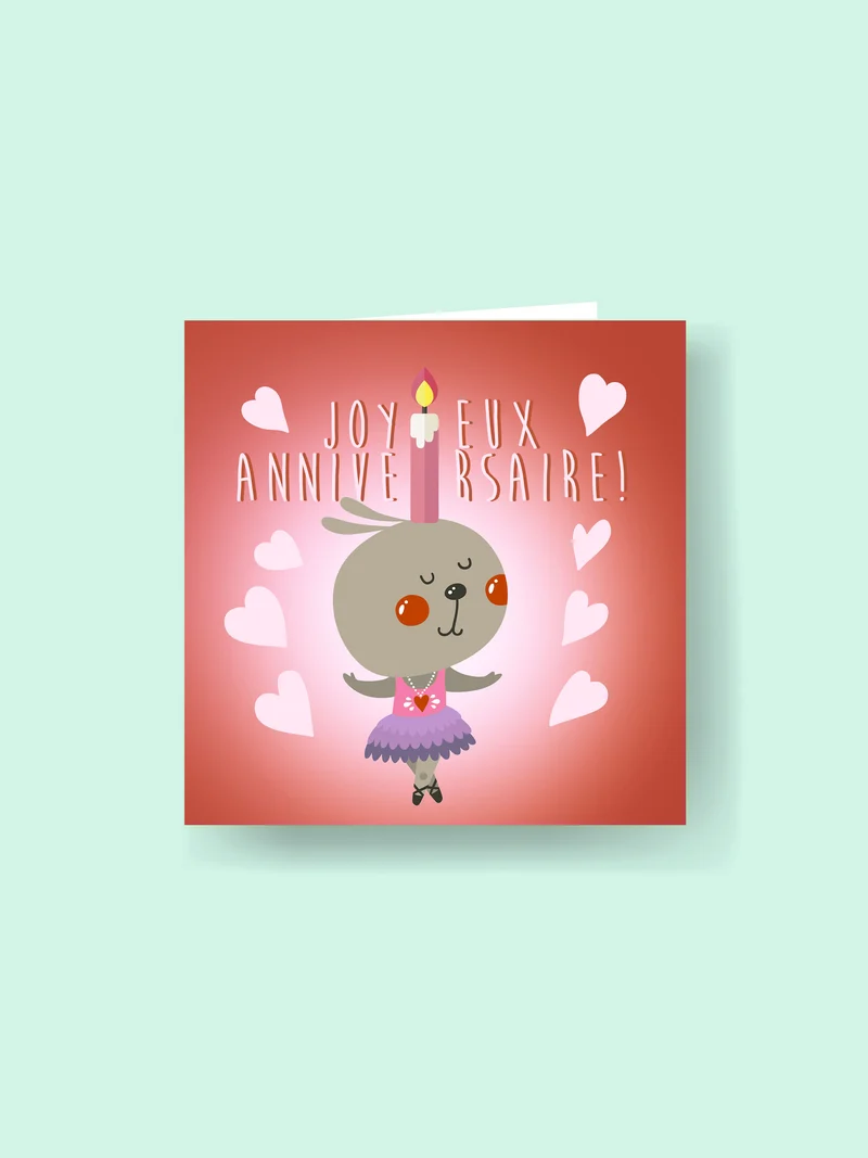 Carte 15x15cm : Joyeux anniversaire