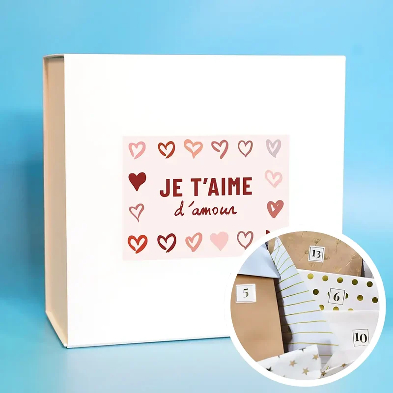 Box "Je t'aime d'amour" avec 1 cadeau par jour