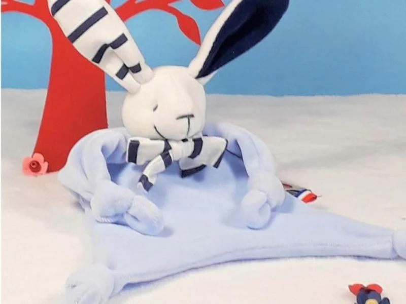 Doudou lapin noeud pap'