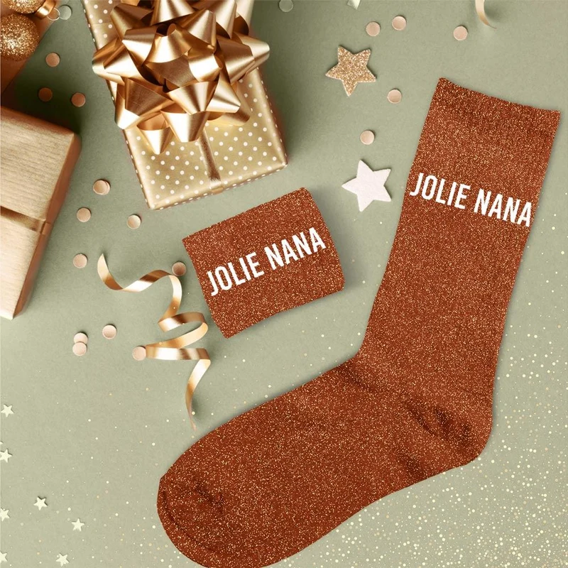 Chaussettes paillettes "Jolie nana" / Taille unique : 36-42
