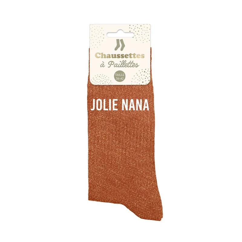 Chaussettes paillettes "Jolie nana" / Taille unique : 36-42