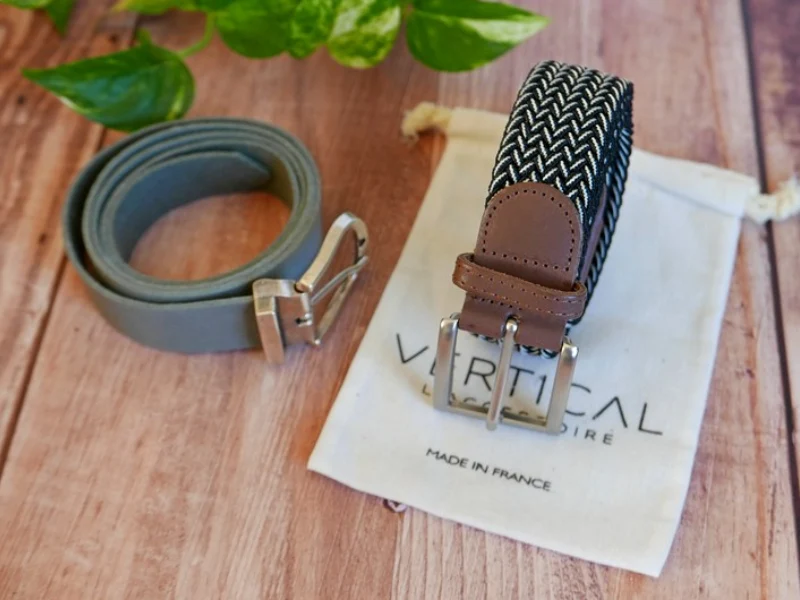 Lot de deux ceintures : 1 ceinture cuir et 1 ceinture tressée