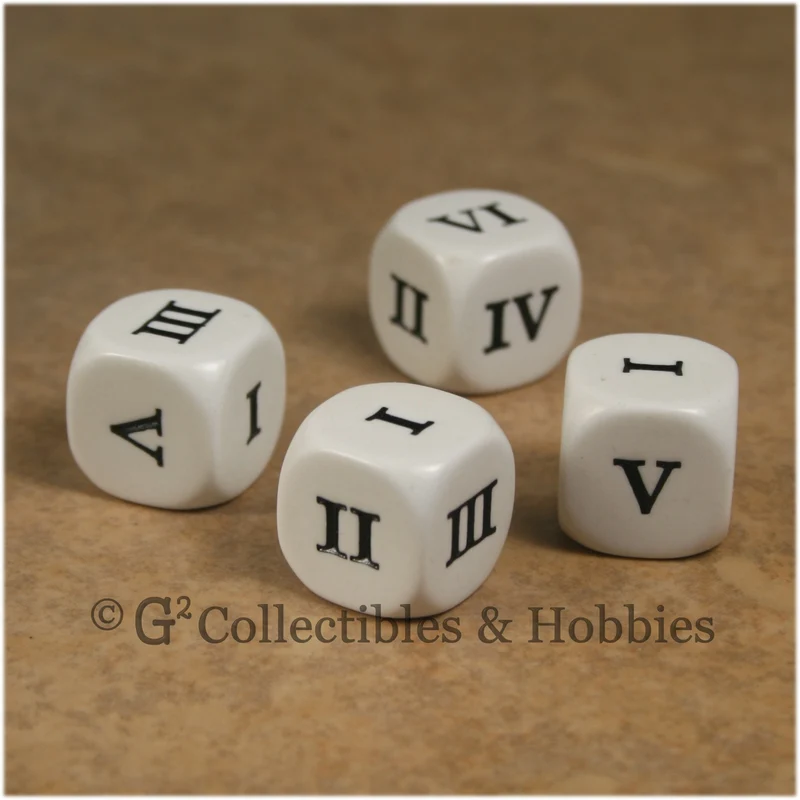 Roman Numeral 4pc Dice Set