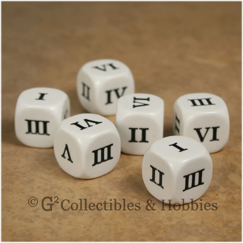 Roman Numeral 6pc Dice Set