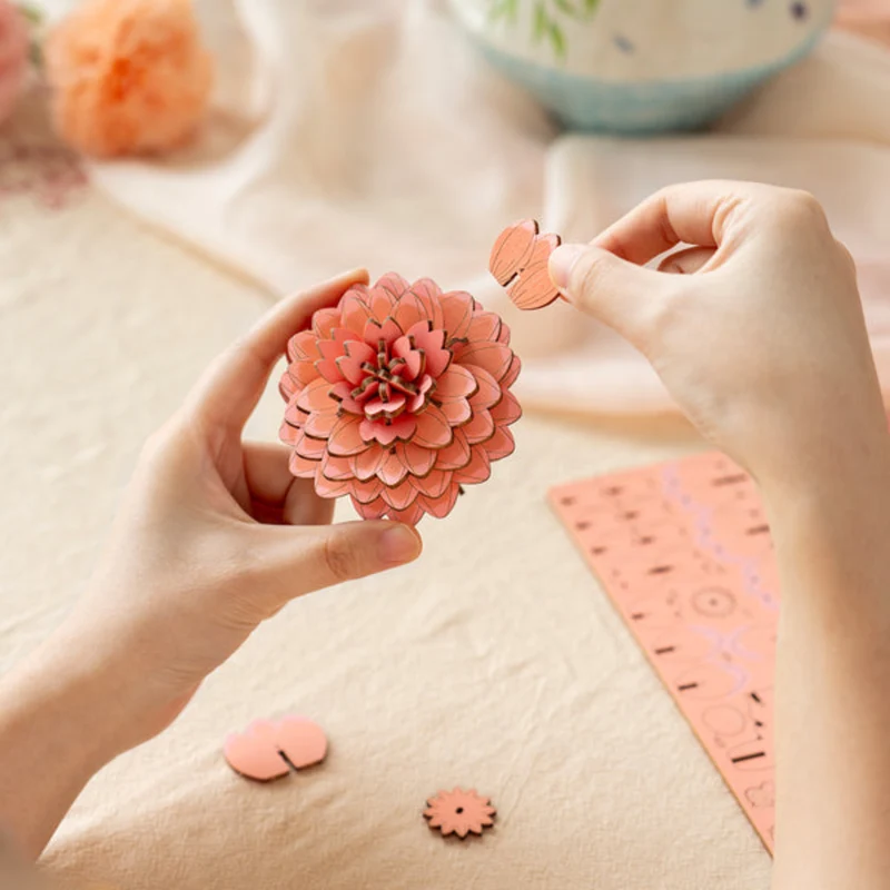 Puzzle 3D - Pink Dahlia