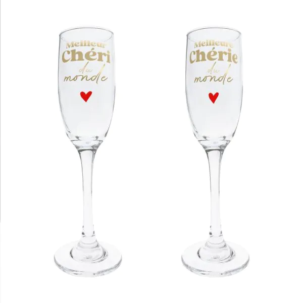 Duo de verres flûtes Chérie/Chéri