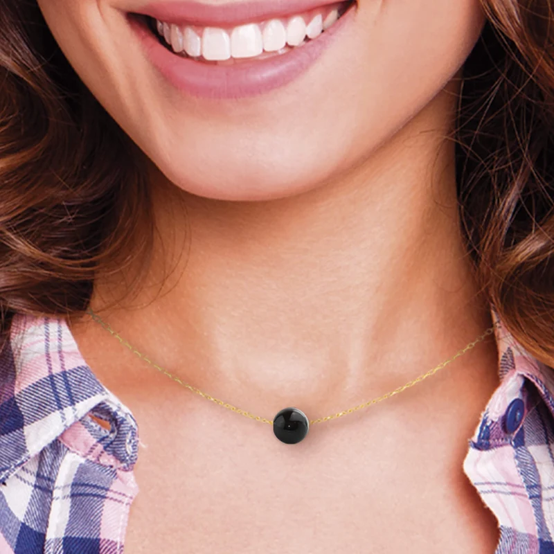 Collier avec pierre d'Agate noire aux vertus "Réussite"