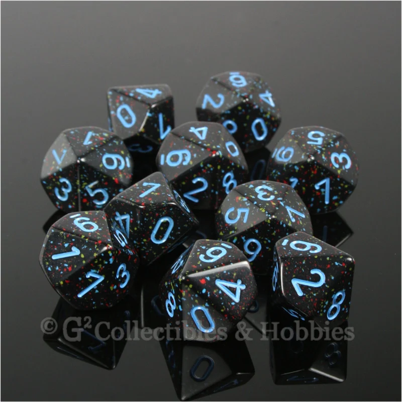 D10 Speckled Blue Star with Blue Numbers 10pc Dice Set