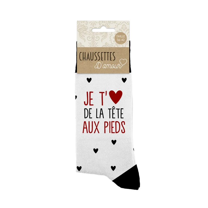 Chaussettes femme "Je t'aime de la tête aux pieds"/ Taille unique : 36-42