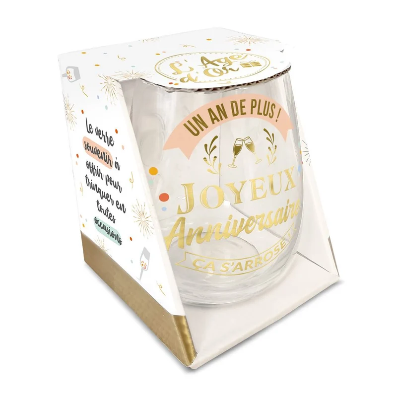 Verre rond "Joyeux anniversaire"