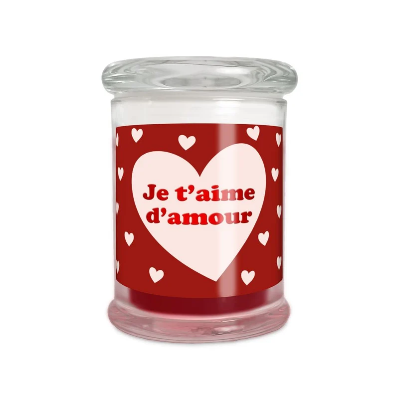 Bougie en verre "Je t'aime d'amour"