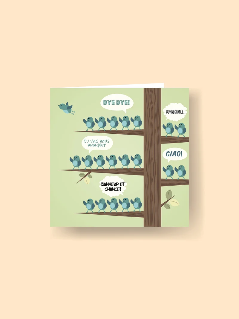 Carte 15x15cm : au revoir