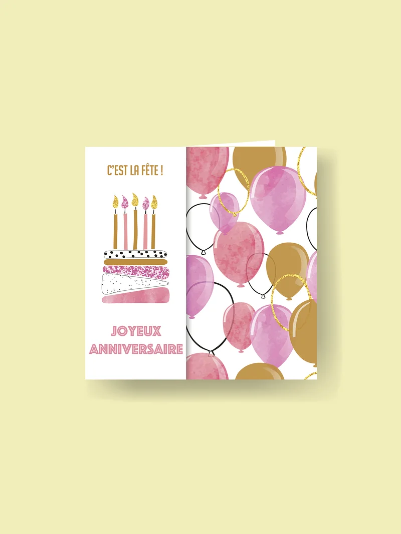 Carte 15x15cm : Joyeux anniversaire