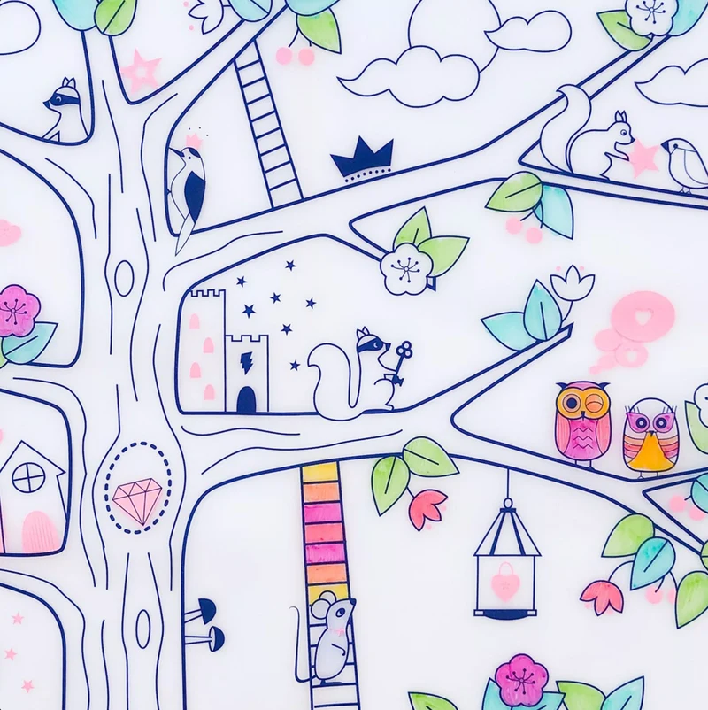 Coloriage réutilisable | Set de table Arbre magique
