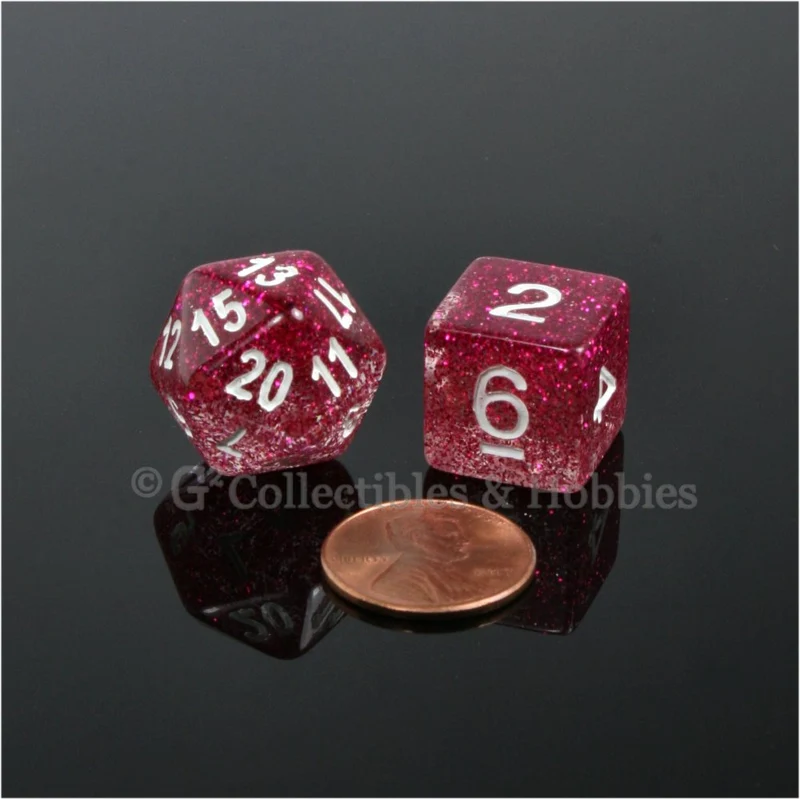 RPG Dice Set Glitter Purple Red with White Numbers 10pc