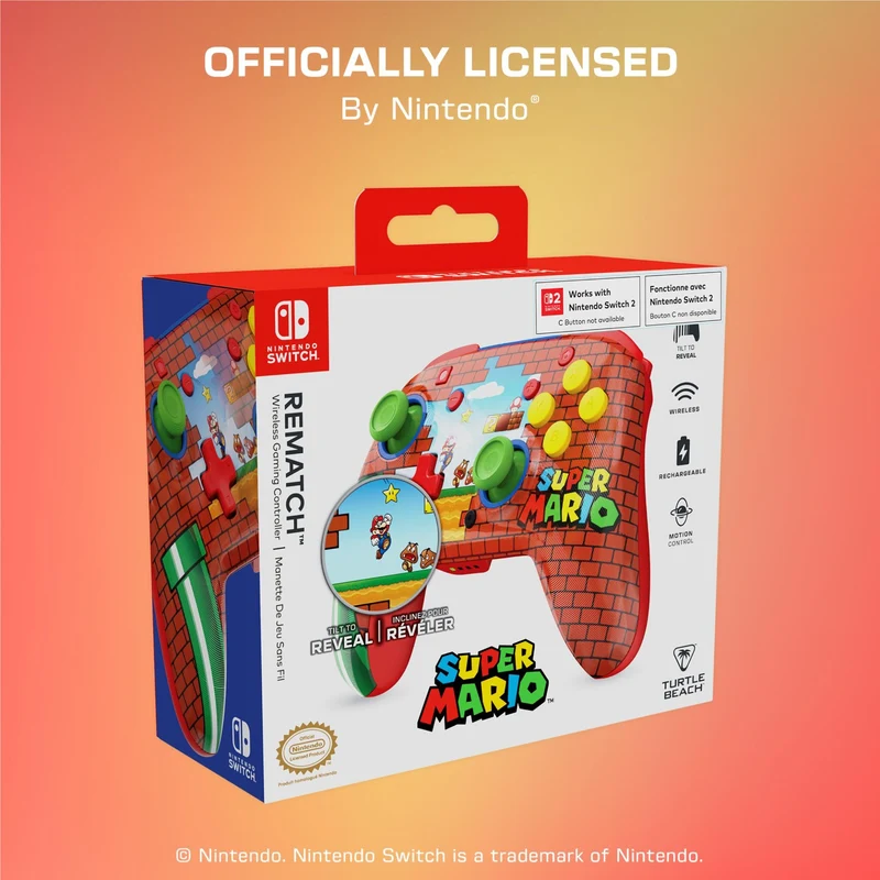 Turtle Beach Rematch Wireless Gaming Controllerfor Nintendo Switch (Mario Bricks)