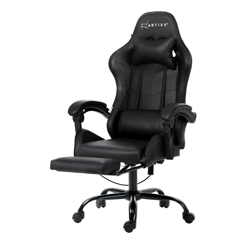 Artiss 6 Point Massage Gaming Office Chair Footrest (Black)