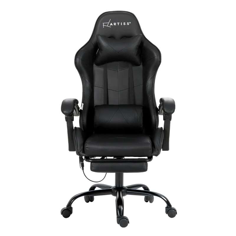 Artiss 6 Point Massage Gaming Office Chair Footrest (Black)