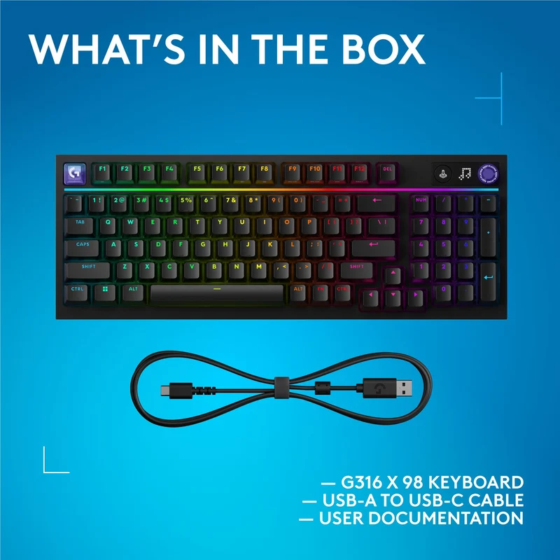 Logitech G G316 X 98 Gaming Keyboard (Black)
